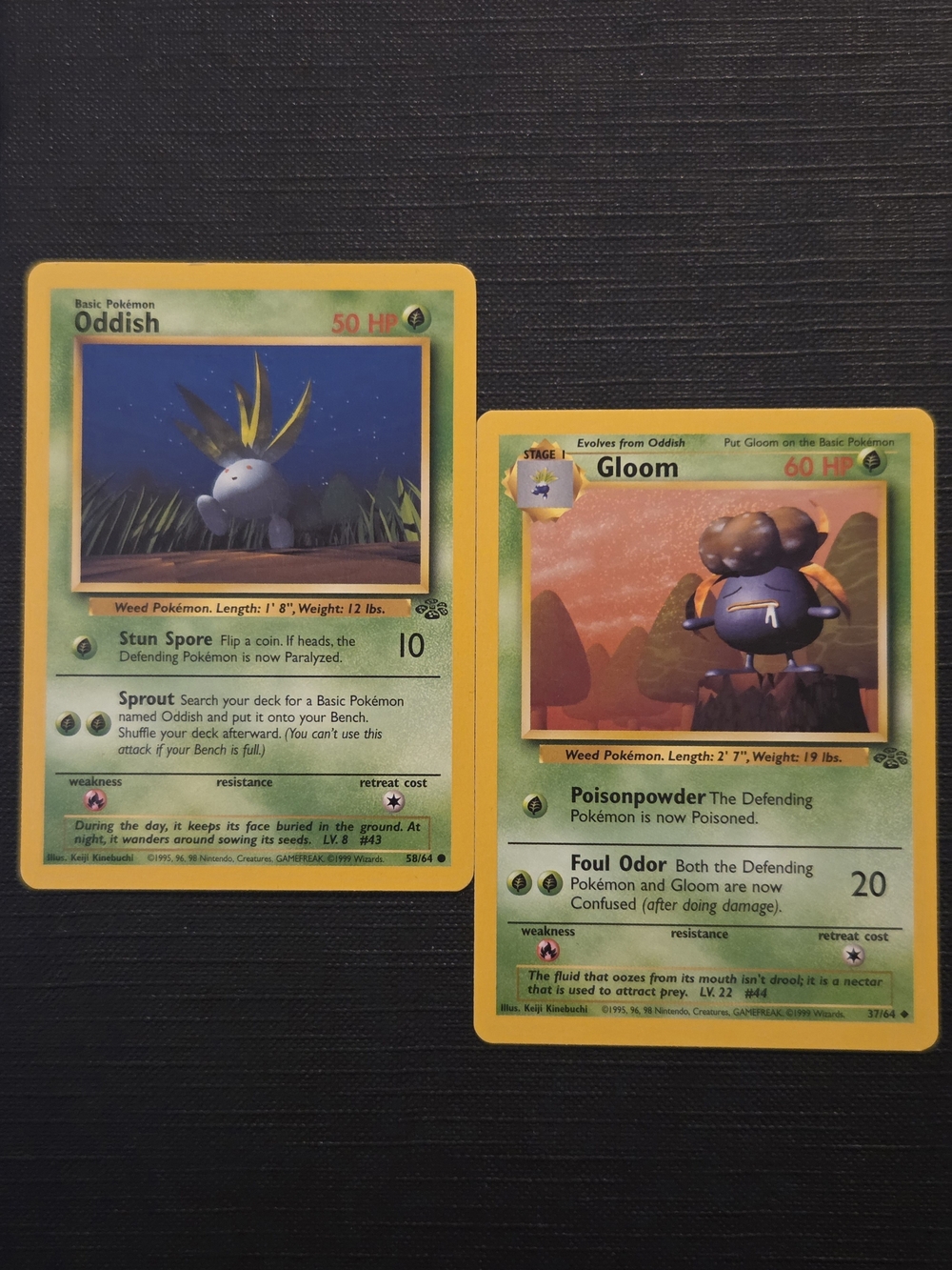 Pokemon Jungle Set 1999: ODDISH #58 + GLOOM #37 Trading Cards (Set of 2)
